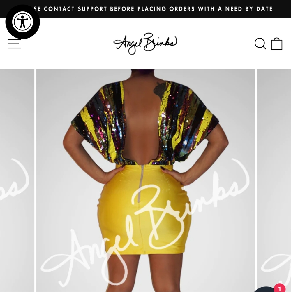 Custom Angel Brinks Party Dress size Large yellow Multi color - Picture 2 of 5